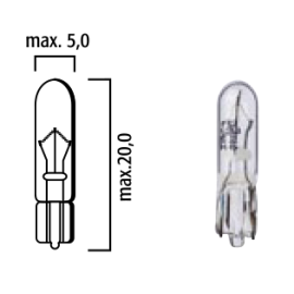 LAMPADA FLOSSER - 12 V 5 W W2,1x9,5d T10 sem casquilho