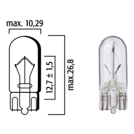 LAMPADA FLOSSER - 12 V 3 W W2,1x9,5d T10 sem casquilho