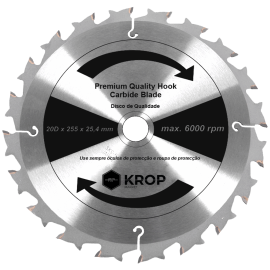 DISCO KROP 20 D PROF - 255 x 25,4 com anilha de redução para 20 mm