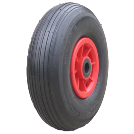 Roda 300x4 C/Pneu MACIÇA C/Rolam F:20 Janta Plast - Carro de transporte